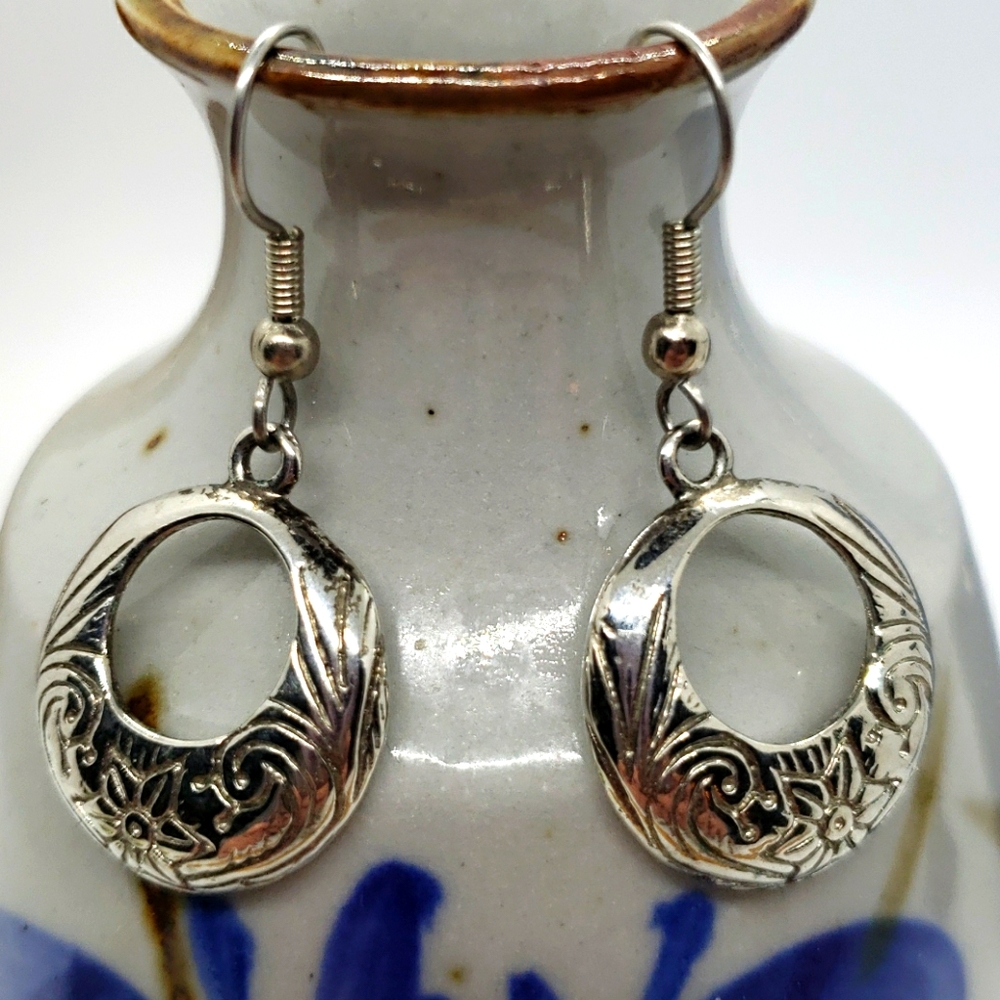 Floral Design Dangle Earrings